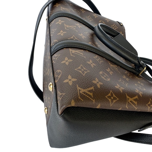 Louis Vuitton Soufflot MM Satchel Brown Monogram Canvas Black Shoulder Handbag - Picture 8 of 14